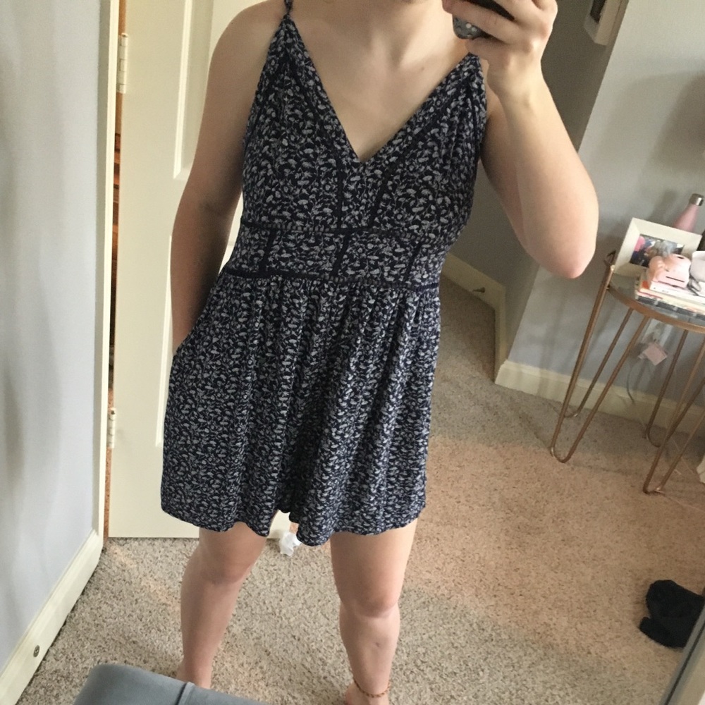 American Eagle Blue Floral Romper